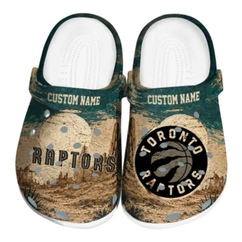 Toronto Raptors Clogs - Customized Cracked Landscape Fir Green Beige