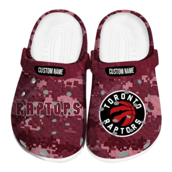 Toronto Raptors Clogs - Customized Digital Camo Red