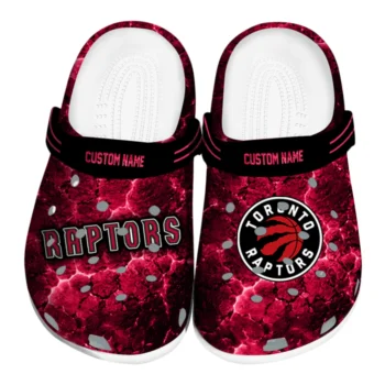 Toronto Raptors Clogs - Personalized Cracked Energy Red Black