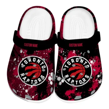 Toronto Raptors Clogs - Personalized Splatter Splash Red Black