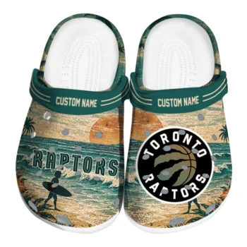Toronto Raptors Clogs - Personalized Wave Scene Fir Green