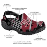 Troy Trojans Clogs – Personalized Checkered Streaks Red Black 1