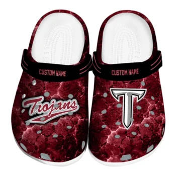 Troy Trojans Clogs - Customized Cracked Energy Red Black