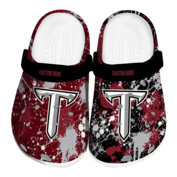 Troy Trojans Clogs - Customized Splatter Splash Red Black