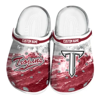 Troy Trojans Clogs - Personalized Wave Swirl Red White