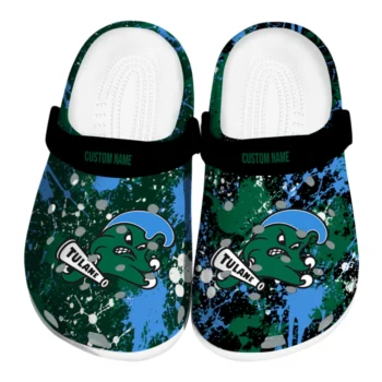 Tulane Green Wave Clogs - Custom Splatter Splash Green Black