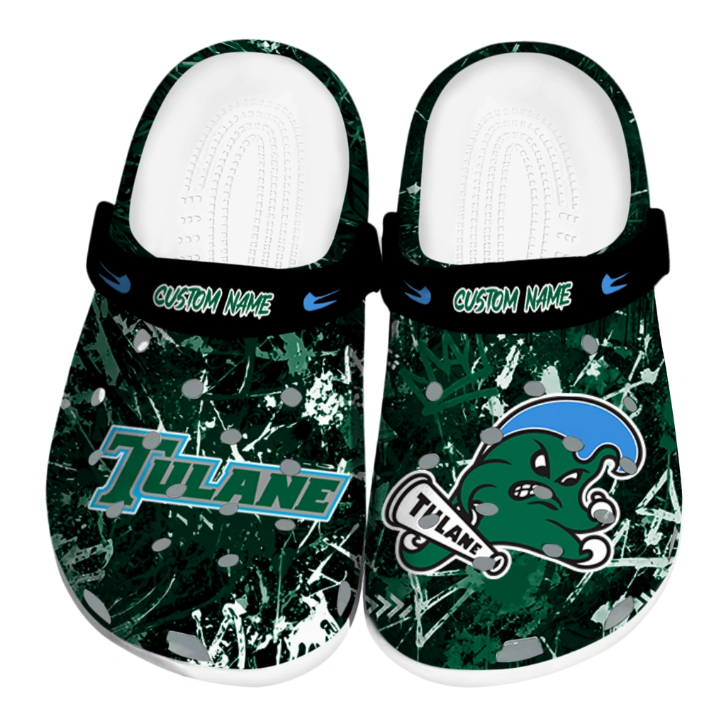 tulane-green-wave-clog-customized-graffiti-burst-green-black-best-selling.webp tulane green wave clog customized graffiti burst green black best selling