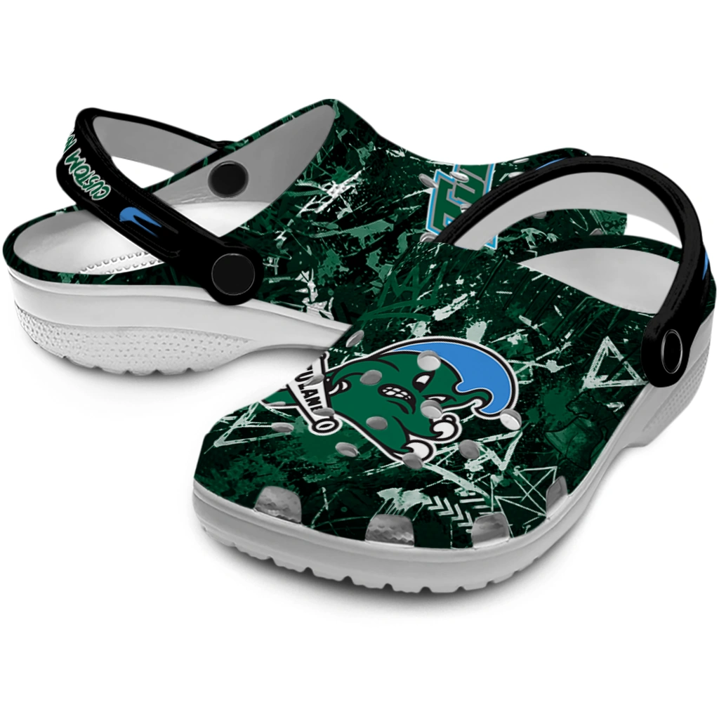 tulane-green-wave-clog-customized-graffiti-burst-green-black-high-quality.webp