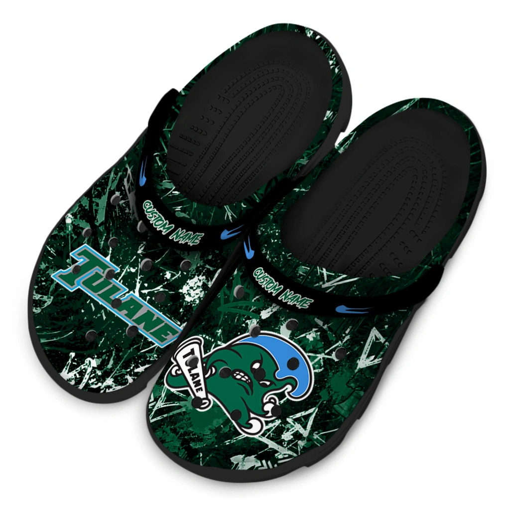 tulane-green-wave-clog-customized-graffiti-burst-green-black-latest-model.webp