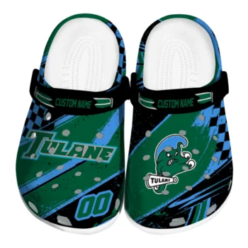 Tulane Green Wave Clogs - Personalized Circuit Geometry Green Black