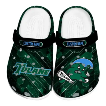 Tulane Green Wave Clogs - Personalized Circuit Geometry Green Black
