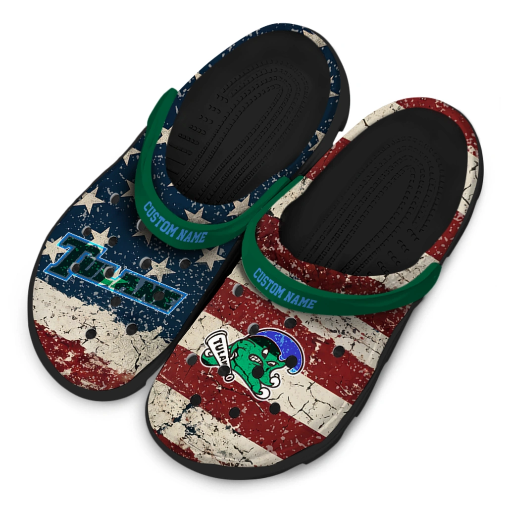 tulane-green-wave-clog-personalized-distressed-stripes-green-red-blue-latest-model.webp