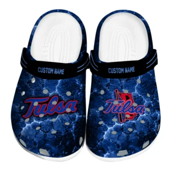 Tulsa Golden Hurricane Clogs - Personalized Cracked Energy Blue Black
