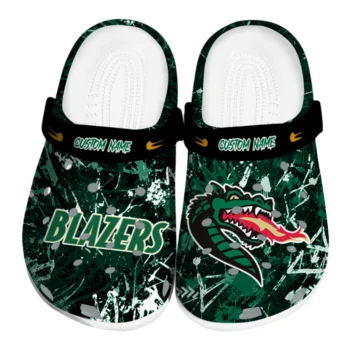 UAB Blazers Clogs - Personalized Graffiti Burst Green Black