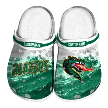 UAB Blazers Clogs - Personalized Wave Swirl Green White