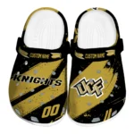 UCF Knights Clogs - Custom Checkered Streaks Gold Black 1 UCF Knights Clogs – Custom Checkered Streaks Gold Black 1