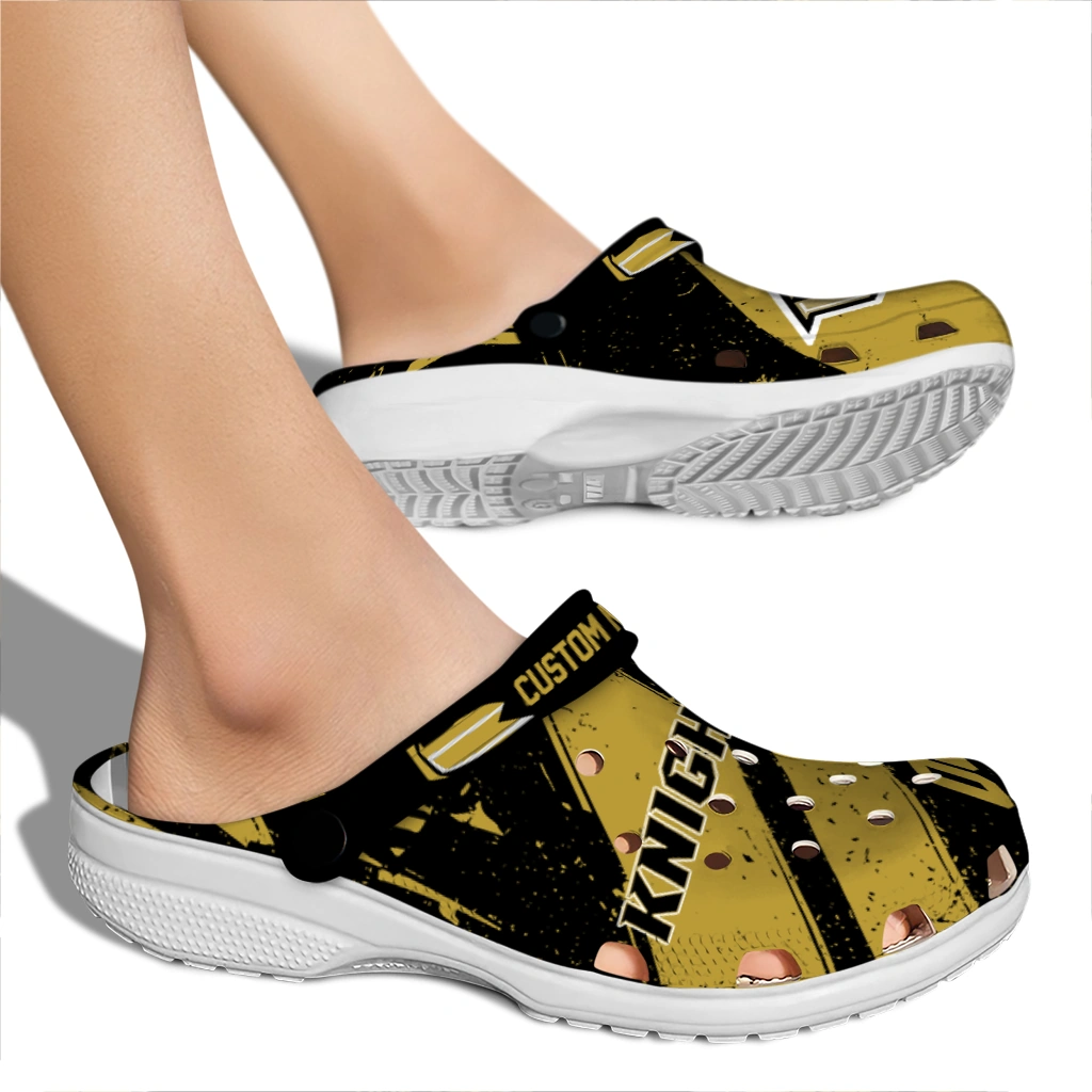 UCF Knights Clogs - Custom Checkered Streaks Gold Black 2
