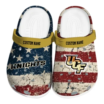 UCF Knights Clogs - Customized Distressed Stripes Gold Red Blue
