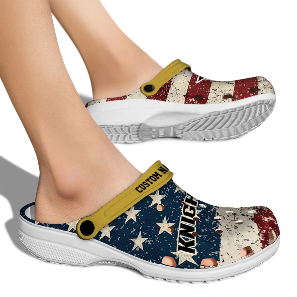 ucf-knights-clog-customized-distressed-stripes-gold-red-blue-fashion-forward.webp