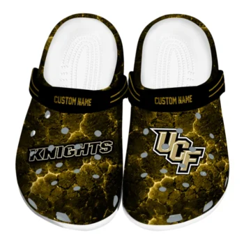 UCF Knights Clogs - Personalized Cracked Energy Gold Black