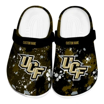 UCF Knights Clogs - Personalized Splatter Splash Gold Black