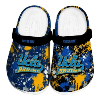 UCLA Bruins Clogs - Custom Splatter Splash Blue Black
