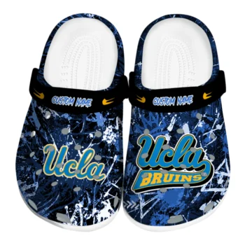 UCLA Bruins Clogs - Customized Graffiti Burst Blue Black
