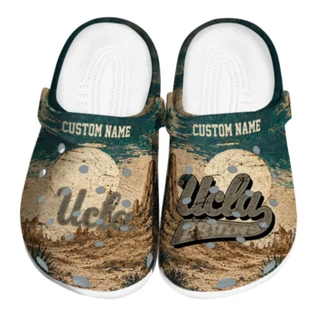 UCLA Bruins Clogs - Personalized Cracked Landscape Fir Green Beige