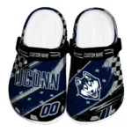 UConn Huskies Clogs - Custom Checkered Streaks Blue Black 1 uconn-huskies-clog-custom-checkered-streaks-blue-black-best-selling.webp