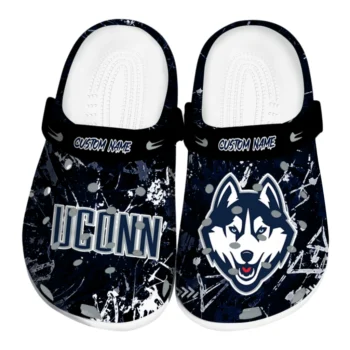 UConn Huskies Clogs - Custom Graffiti Burst Blue Black