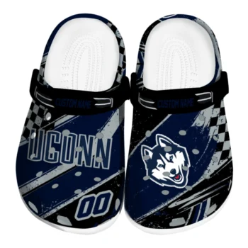 UConn Huskies Clogs - Customized Circuit Geometry Blue Black