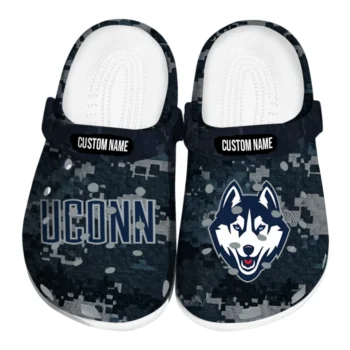UConn Huskies Clogs - Customized Digital Camo Blue