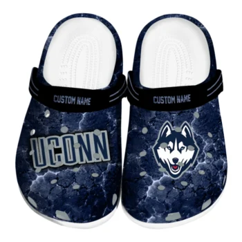UConn Huskies Clogs - Personalized Cracked Energy Blue Black