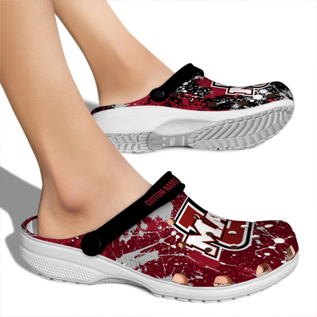 umass-minutemen-clog-custom-splatter-splash-red-black-fashion-forward.webp