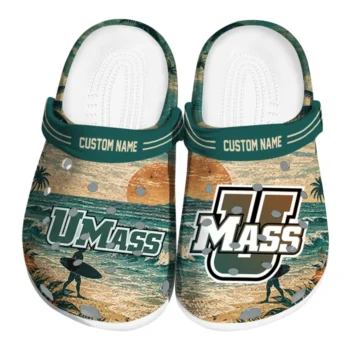 UMass Minutemen Clogs - Custom Wave Scene Fir Green