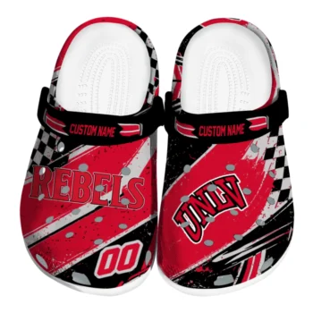 UNLV Rebels Clogs - Personalized Checkered Streaks Red Black
