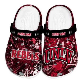 UNLV Rebels Clogs - Personalized Graffiti Burst Red Black