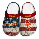USC Trojans Clogs - Custom Distressed Stripes Red Blue 1 usc-trojans-clog-custom-distressed-stripes-red-blue-best-selling.webp