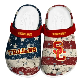 USC Trojans Clogs - Custom Distressed Stripes Red Blue