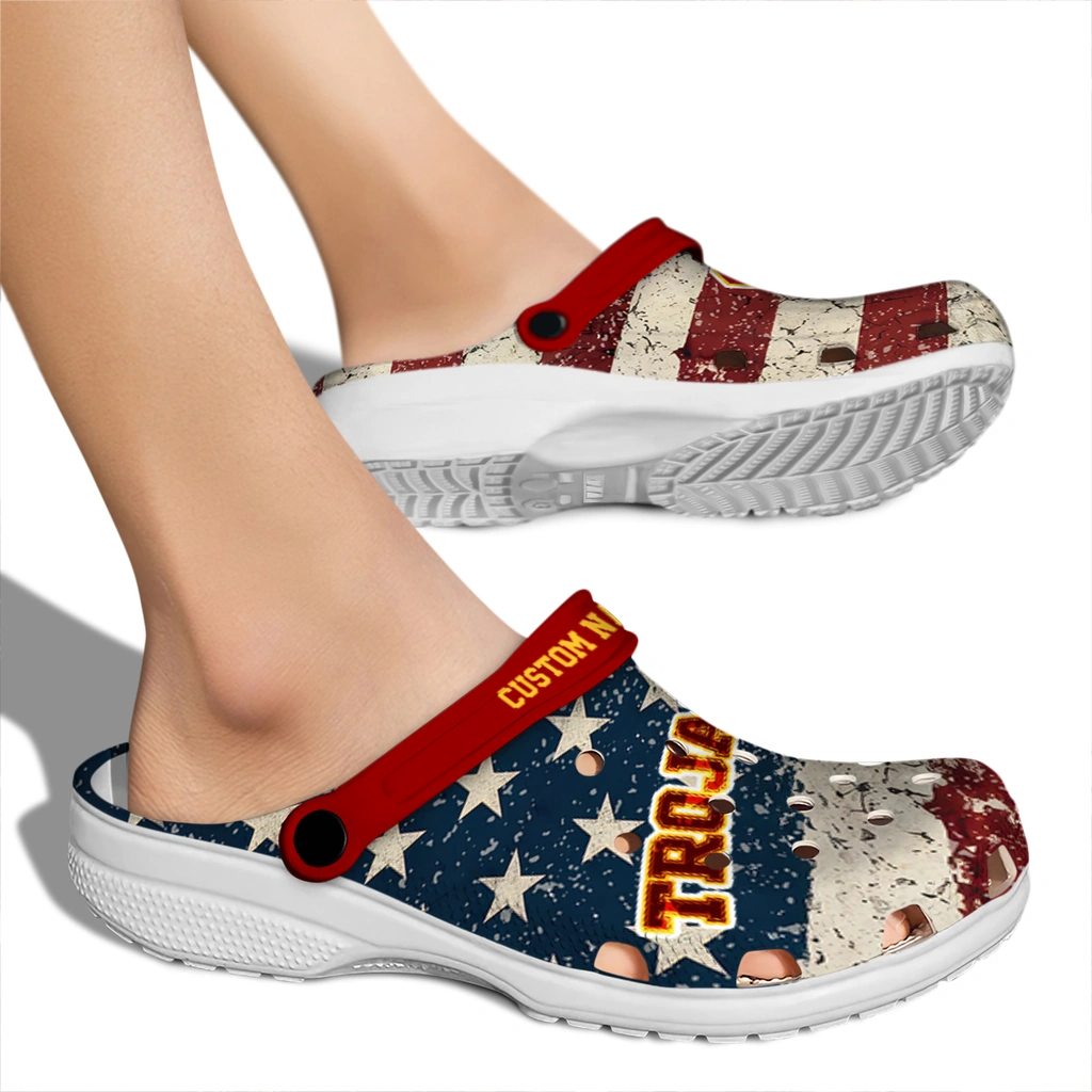 usc-trojans-clog-custom-distressed-stripes-red-blue-fashion-forward.webp