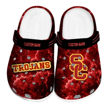 USC Trojans Clogs - Customized Cracked Energy Red Black