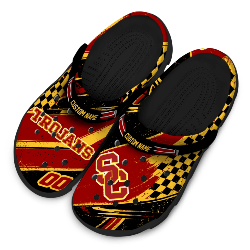 usc-trojans-clog-personalized-checkered-streaks-red-black-latest-model.webp