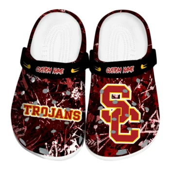 USC Trojans Clogs - Personalized Graffiti Burst Red Black