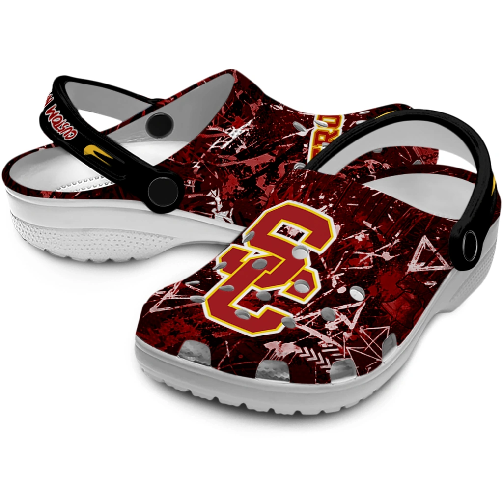 usc-trojans-clog-personalized-graffiti-burst-red-black-high-quality.webp