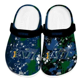 Utah Jazz Clogs - Custom Splatter Splash Navy Black