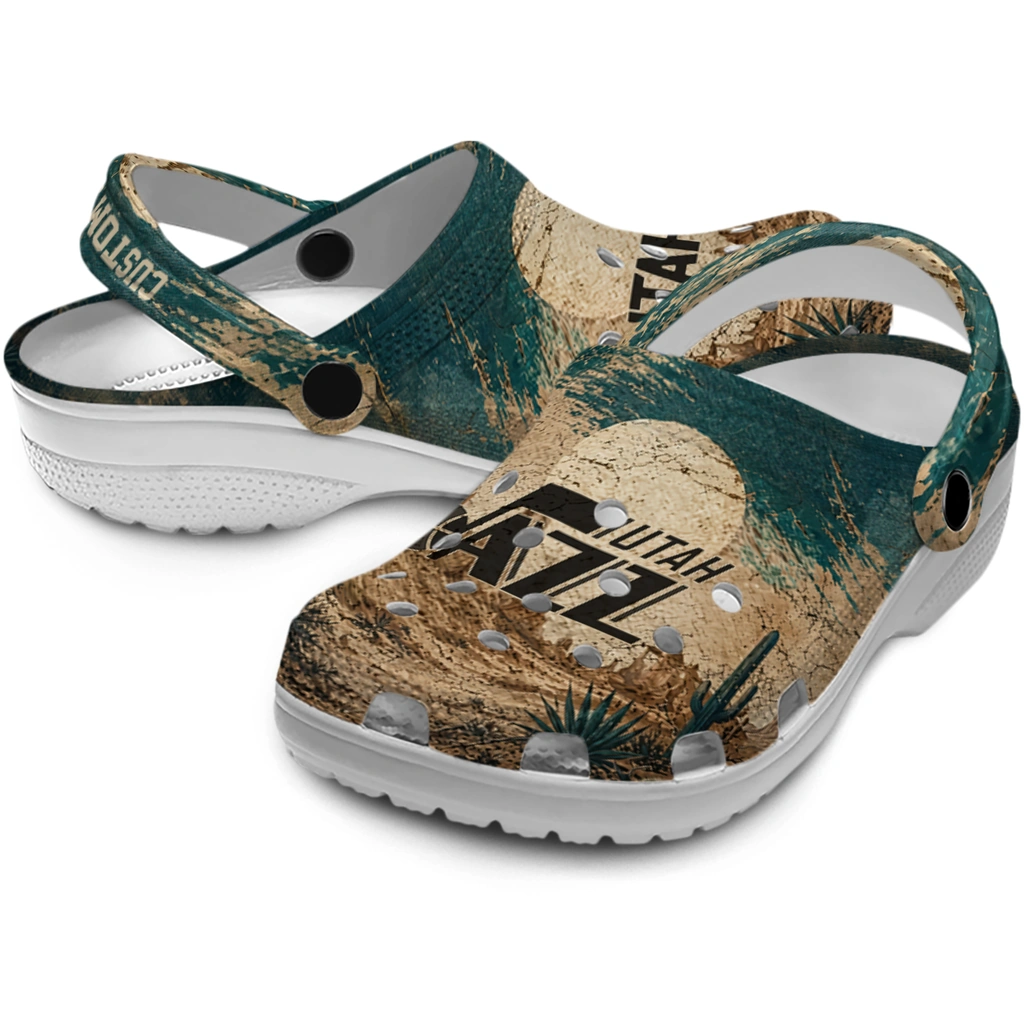 utah-jazz-clog-personalized-cracked-landscape-fir-green-beige-high-quality.webp