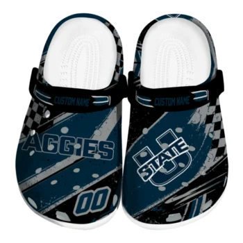Utah State Aggies Clogs - Custom Circuit Geometry Navy Black