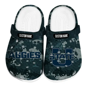 Utah State Aggies Clogs - Custom Digital Camo Navy