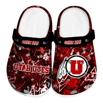 Utah Utes Clogs - Custom Graffiti Burst Red Black