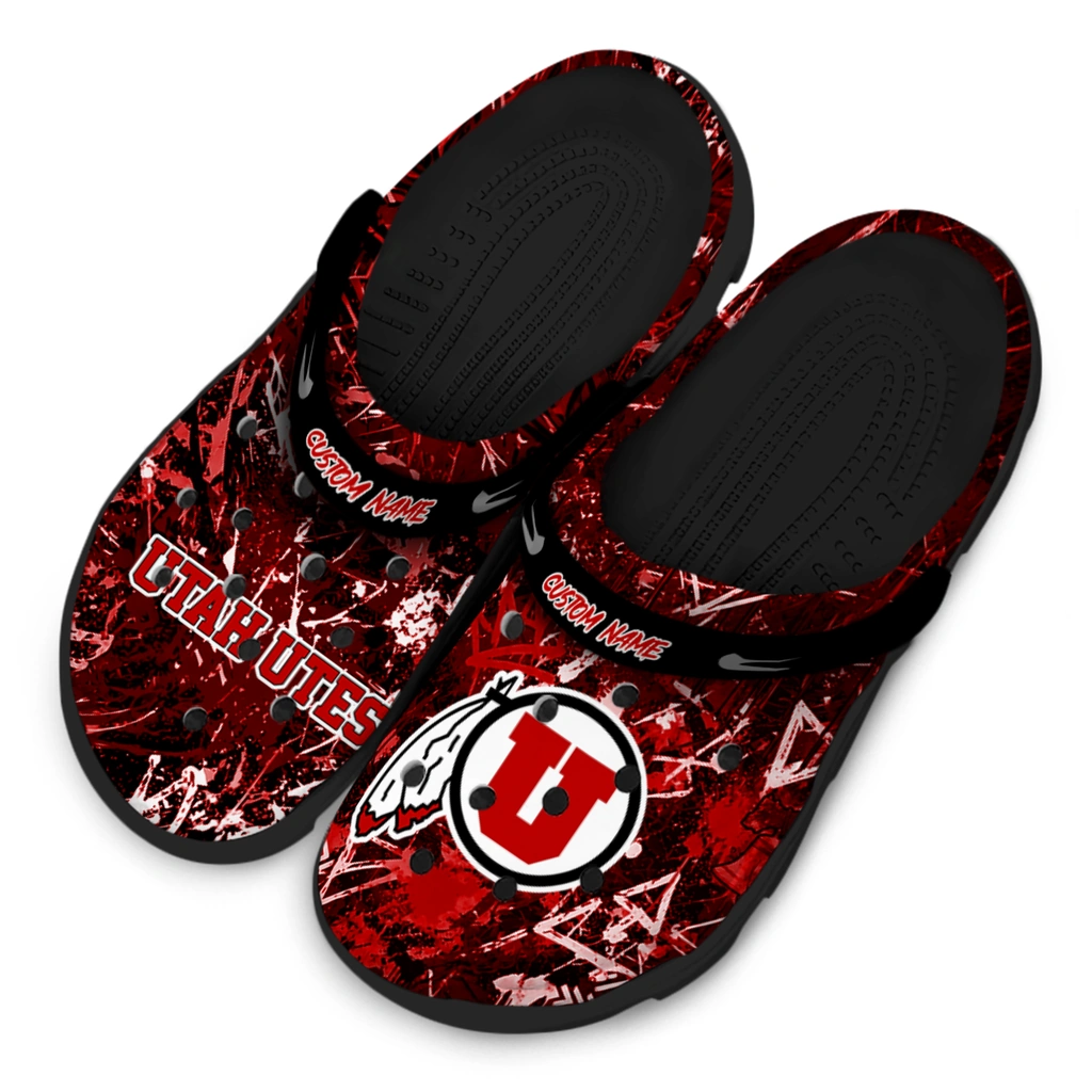 utah-utes-clog-custom-graffiti-burst-red-black-latest-model.webp